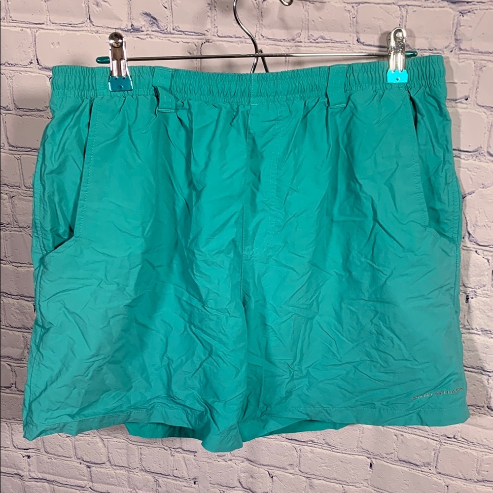 Columbia Mens PFG Backcast Water Trunks Turquoise Size L Outdoor Boating Hiking